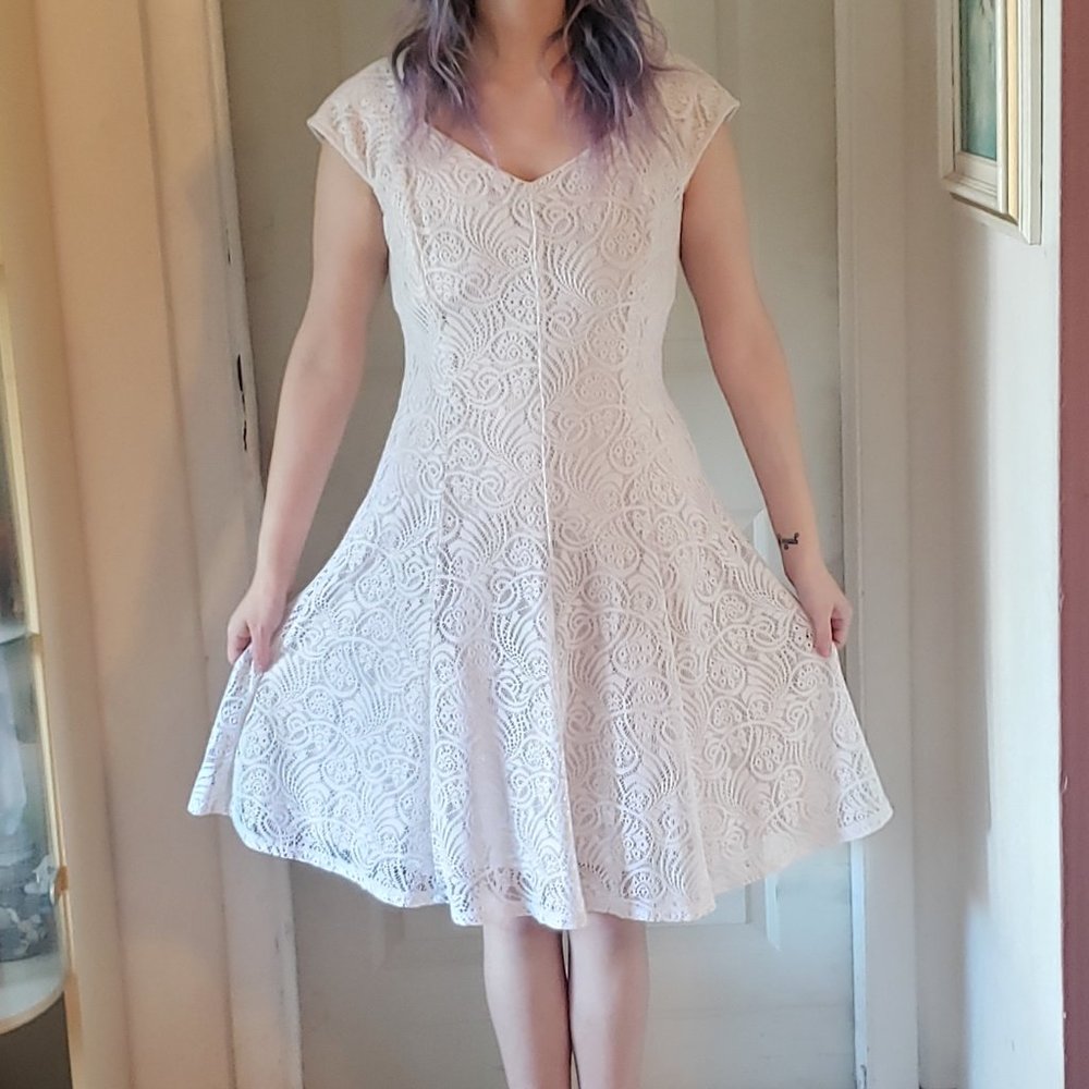 Liz Claiborne White Netted Dress